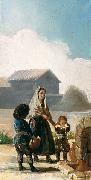 woman and two children by a fountain Francisco de Goya
